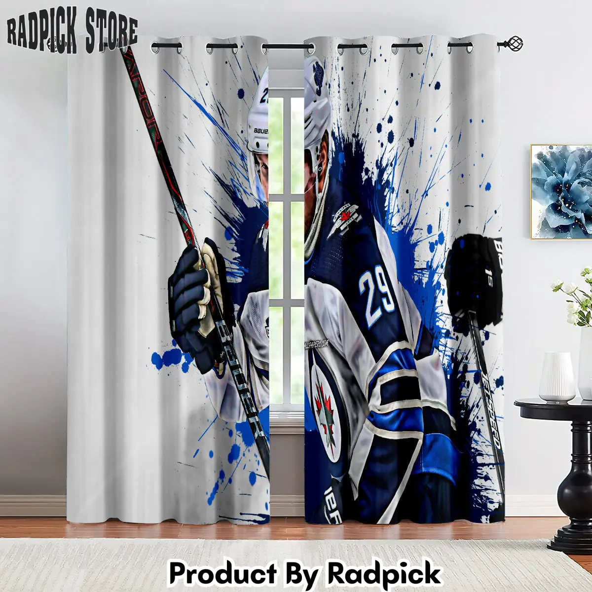Radpick winnipeg jets hockey league curtains drapes for window treatment set 8 rp85226